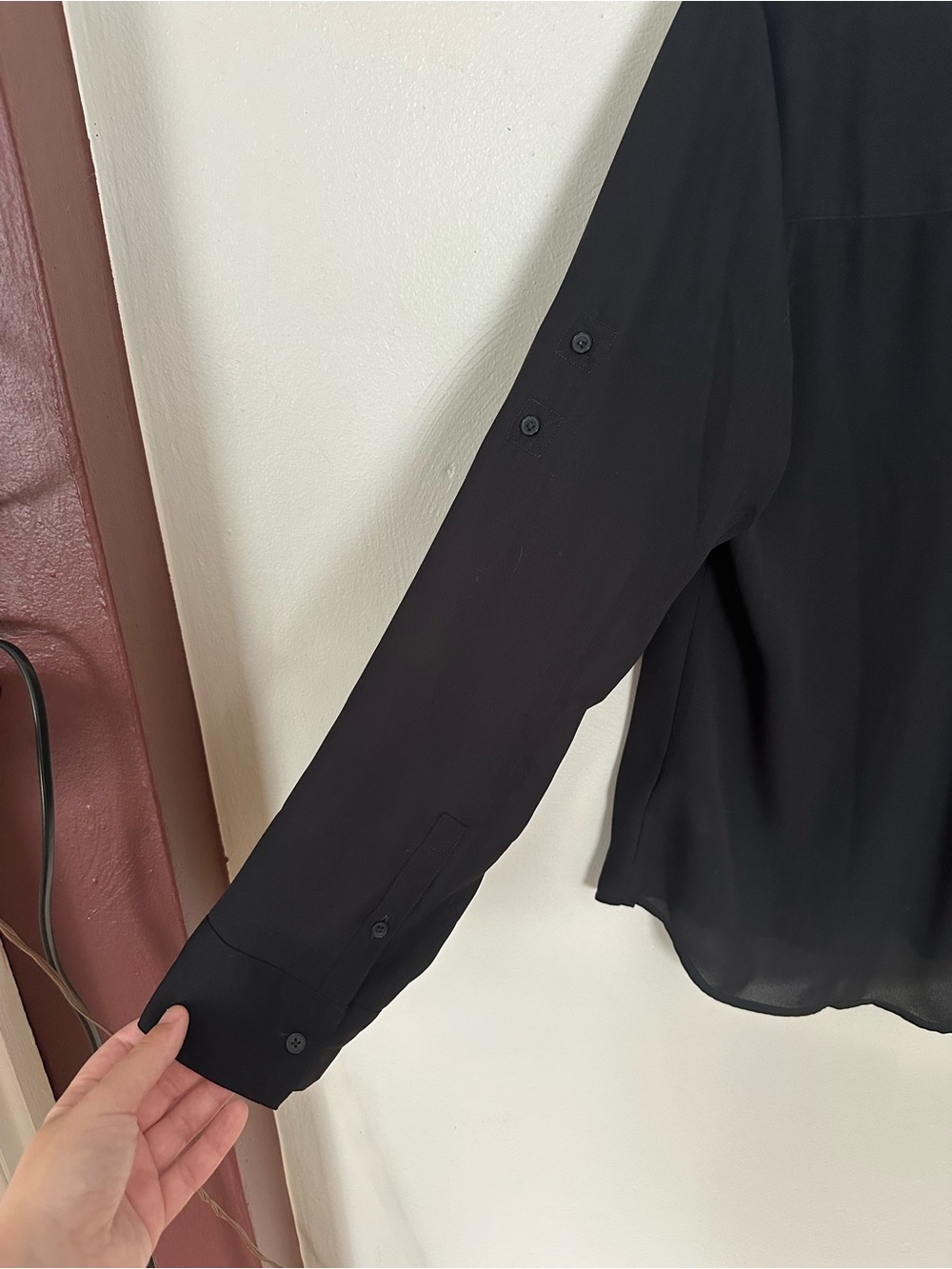 Express Black Button-Front Collared Blouse - Picture 5 of 5